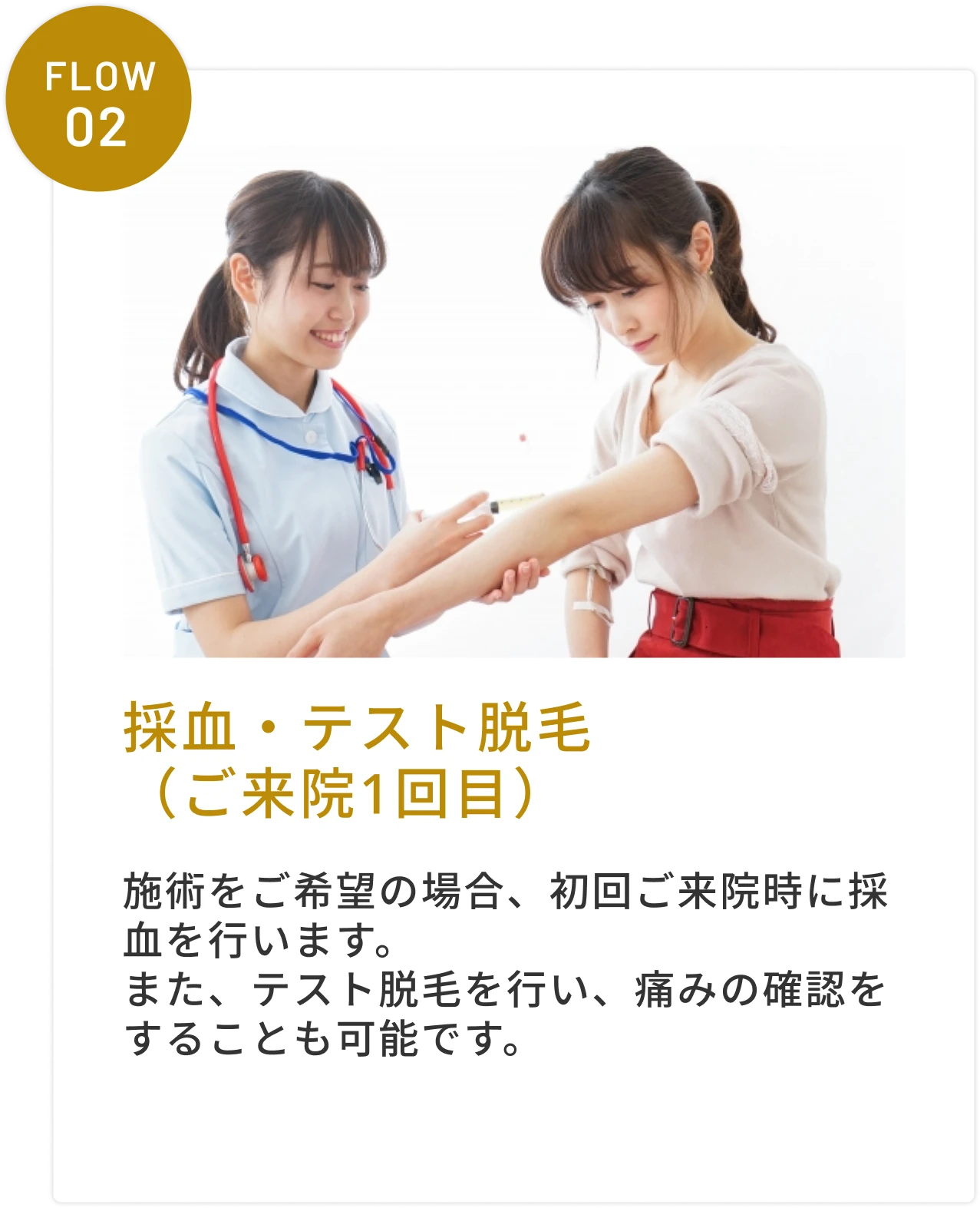 採血・テスト脱毛（ご来院1回目）